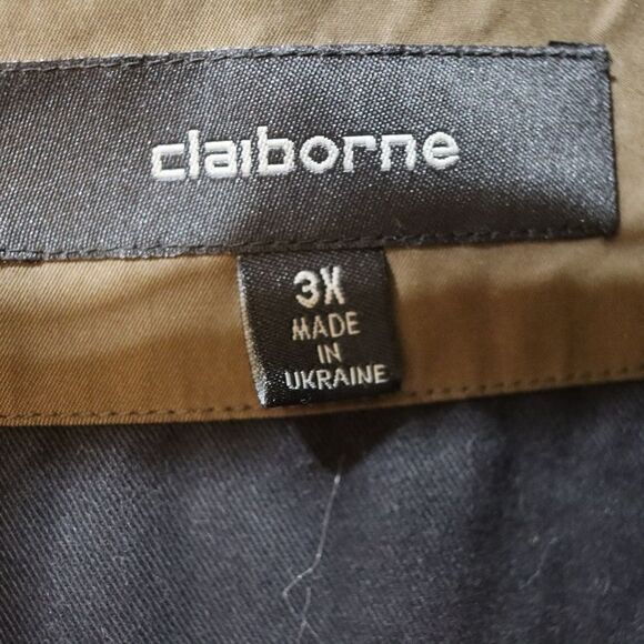 Claiborne Brown Grunge Bomber Jacket with Classic Collar and Ribbed Cuffs 3X - Picture 7 of 11